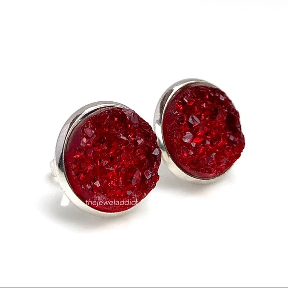 3 for 15🎀chunky red Druzy style studs - Picture 2 of 11